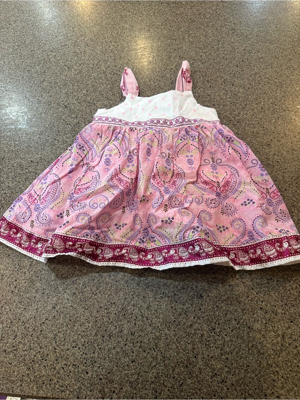 Pink Paisley Sleeveless Sundress with White Bodice